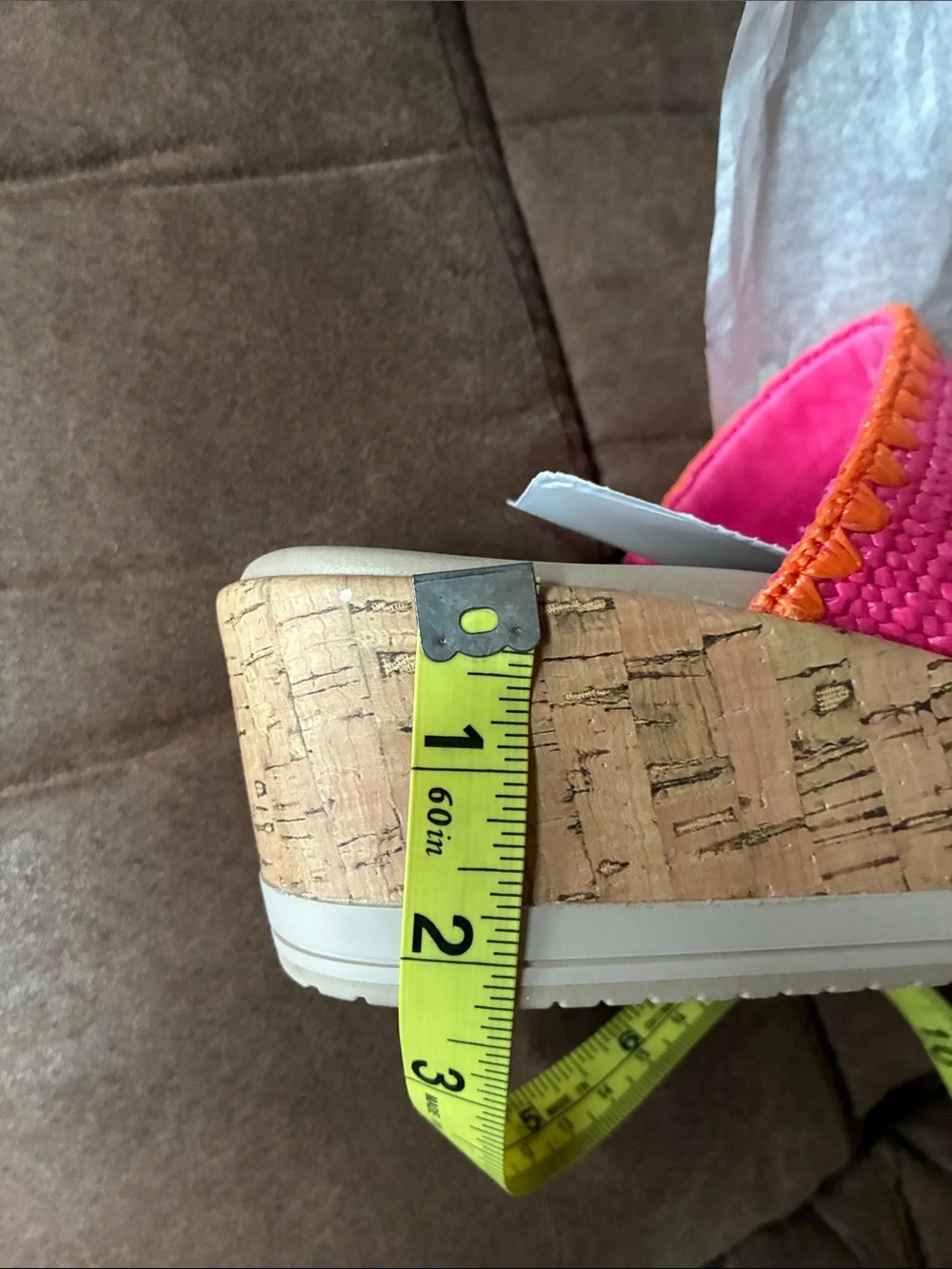 LifeStride Pink and Orange Woven Cork Wedge Slides